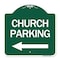 Signmission Church Parking With Left Arrow, Green & White Aluminum Architectural Sign, 18" x 18", GW-1818-24272 A-DES-GW-1818-24272 - alternate 1